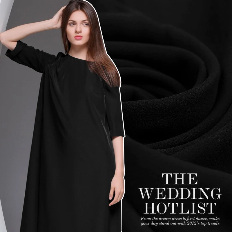 Ограниченная серия чистый черный шелк 32 момме из натурального крепа для брюк и