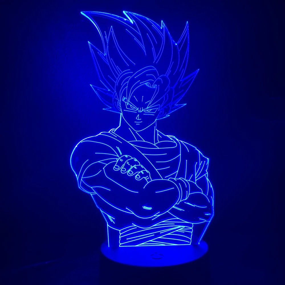 Крутой детский светодиодный ночник Dragon Ball Z Goku рисунок ночной Светильник для детской спальни Декор аниме 3D иллюзия светодиодный ночной Светильник Saiyan