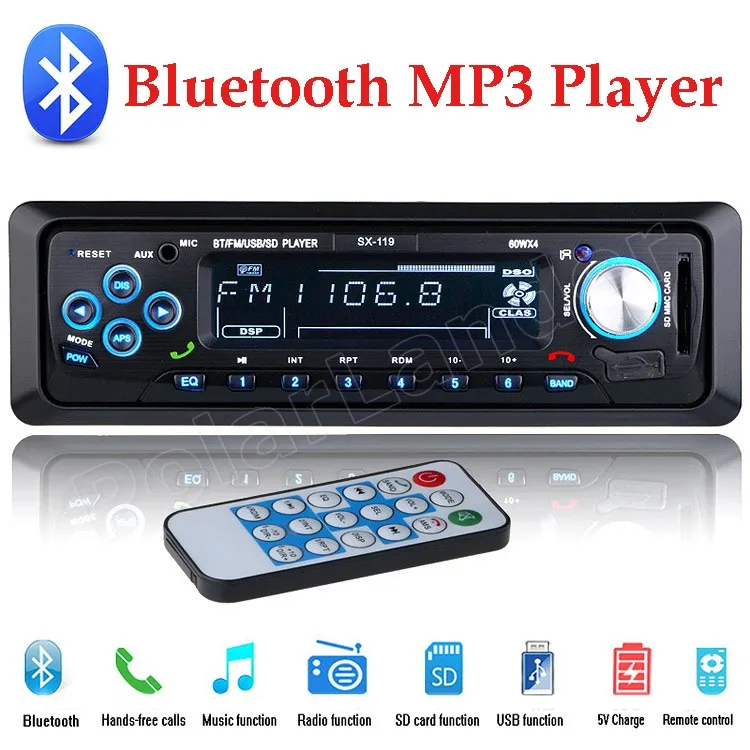 Автомагнитола 1 Din стерео mp3-плеер с поддержкой FM/SD/AUX/USB bluetooth handsfree дистанционное