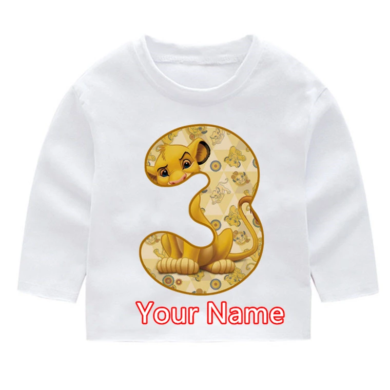 Детские хлопковые футболки с длинными рукавами принтом Король Лев и Симба номер