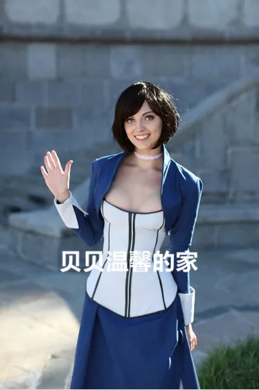 Фото Bioshock Cosplay Infinite костюм в стиле Элизабет бархатное темно-синее платье для хэллоуивечерние №1