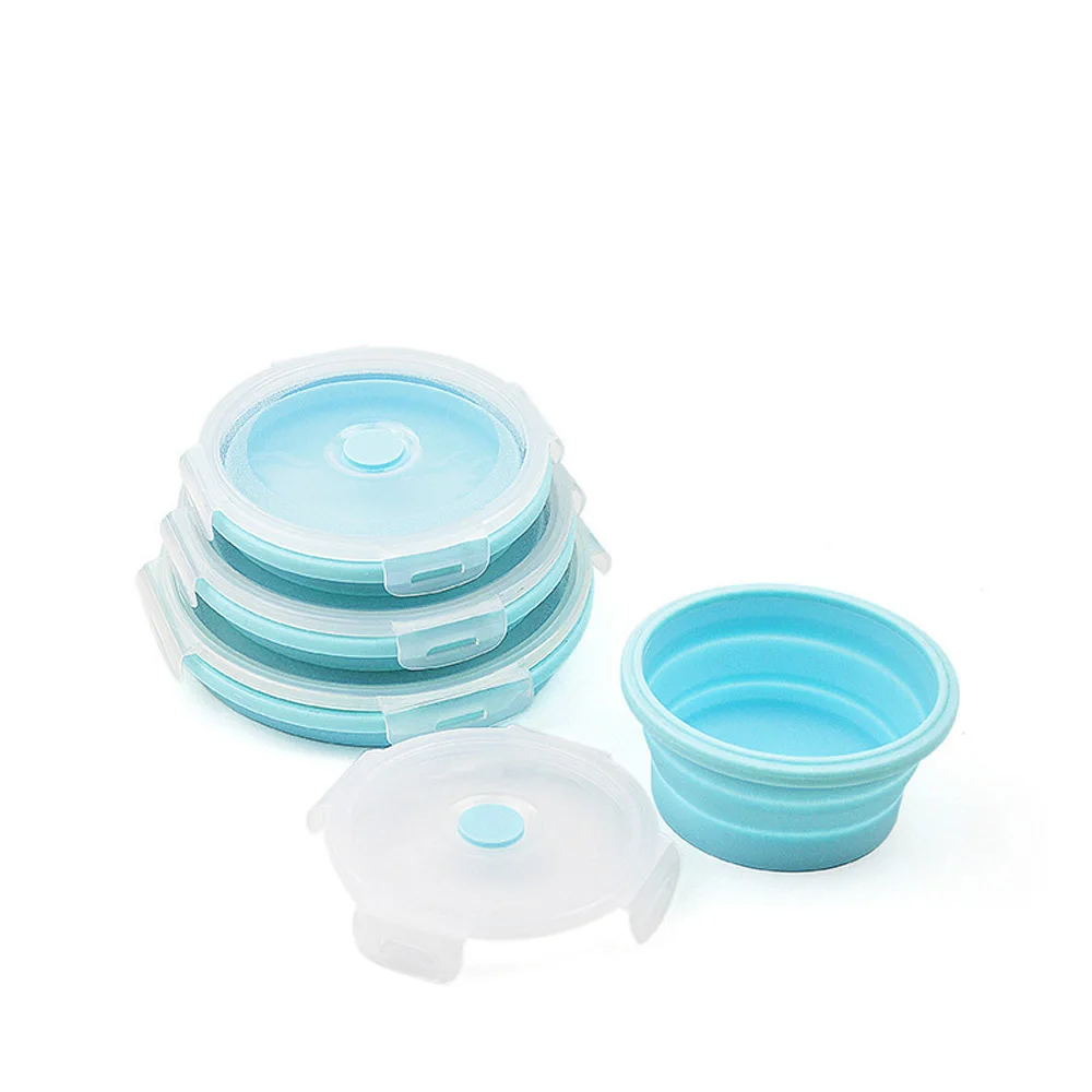 Кухонные круглые силиконовые коробки для еды миски обедов бенто складные
