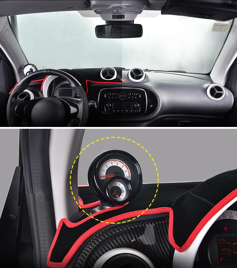 Lsrtw2017 полиэстер коврик для приборной панели автомобиля для Smart Fortwo ForFour 204 2013 2012 2011 2010 2008 2009 2007