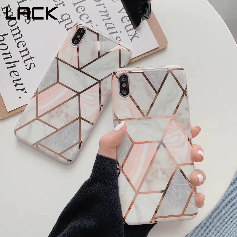 Модный мягкий чехол IMD для iphone XS Max X XR 6 6S 7 8 Plus с геометрическим узором Мраморная