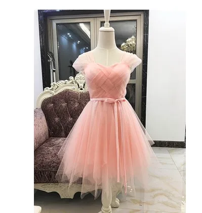 Милое короткое платье для свадебной вечеринки 8 цветов розовое голубое до колена