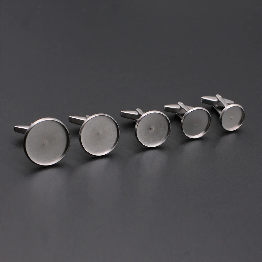 

WYSIWYG 5pcs Fit 12mm~20mm Round Glass Cabochons Cufflink Settings Base Stainless Steel Material Cufflink Base Settings