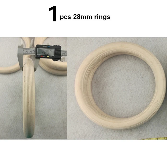 1 pcs ring 28mm 28/32 мм профессиональное деревянное гимнастические кольца для тренажерного зала кольца с регулируемой длиной пряжки ремешки тренировки для домашнего спортзала и кросс Фитнес - Цвет: 1 pcs ring 28mm