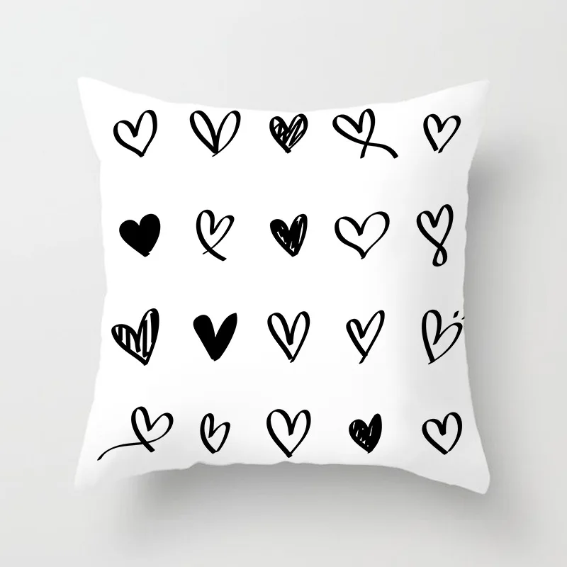 Черно белый полиэстеровый чехол для подушки с геометрическим рисунком|cushion cover