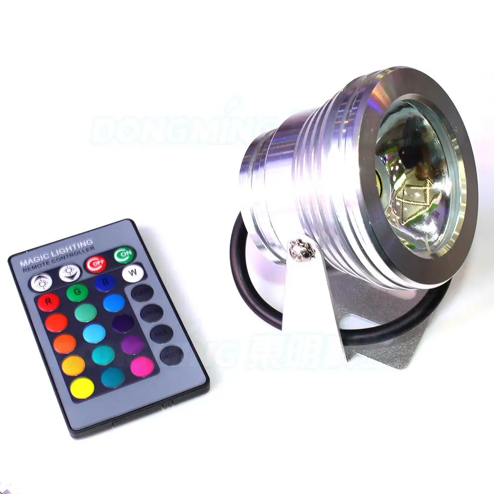 

Silver cover AC85-265V 10W flat lens underwater led lamp RGB flood led lights IP68 led pool light with 24 key controller