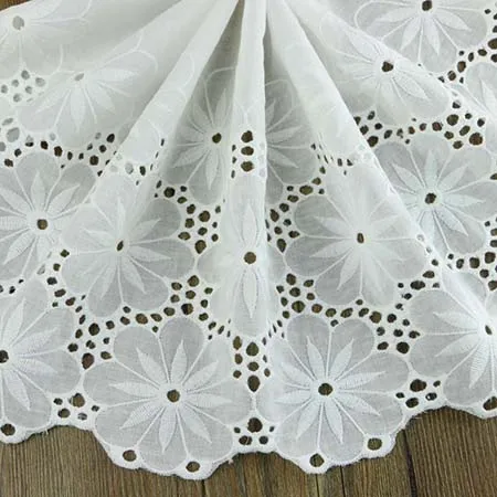 Белый хлопок кружева ультра широкий 33 см ручной работы DIY аксессуары для одежды кружевной хлопок вышивка кружевной ткани - Цвет: 1 YARD