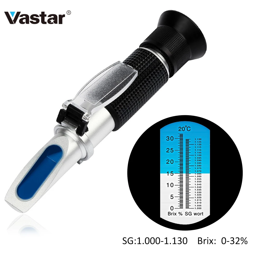 Vastar пивной сусток/спиртовой рефрактометр для пивоварения рефрактометр двойной шкала удельного гравитационного сахарного сусла 1,000-1,130 и 0-32% по шкале Брикса