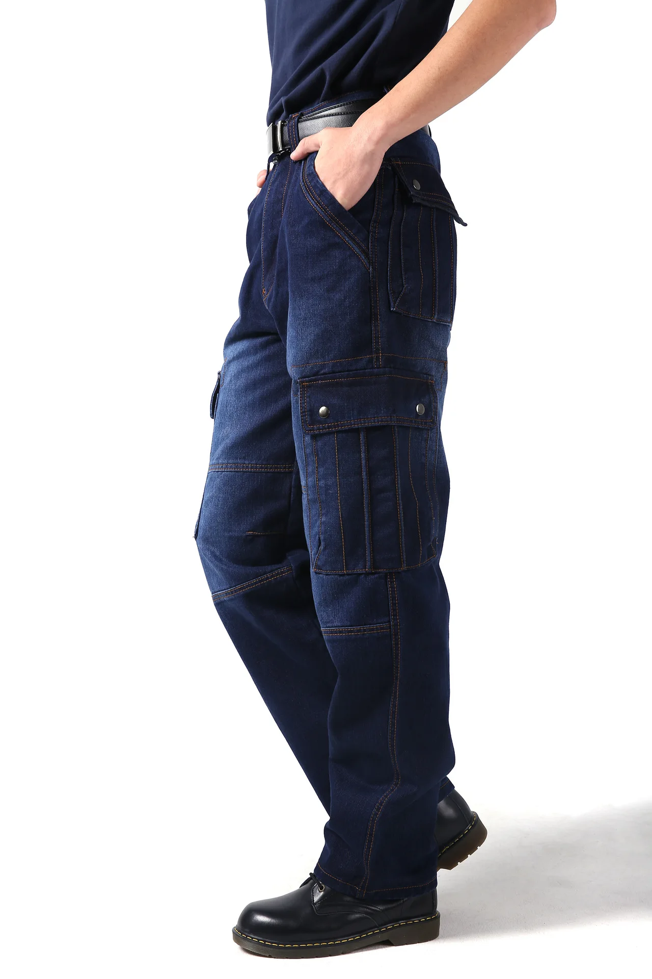 2019 осенне зимний комбинезон с несколькими карманами мужские джинсы свободные