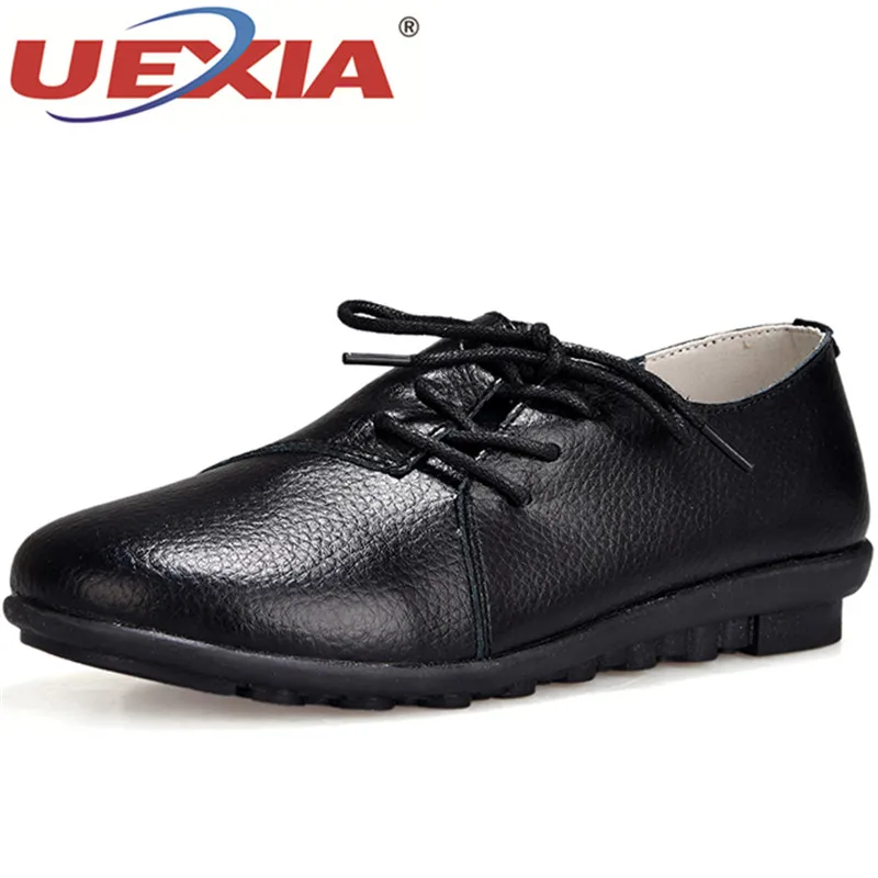UEXIA womens shoes Woman Leather Flat Shoes Fashion Hand-sewn Loafers Female hole Women Flats Breathable | Обувь