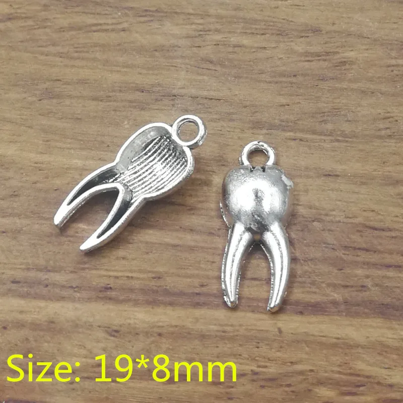 10 шт. Подвески зубы зомби моляр тибетские посеребренные антикварные ювелирные