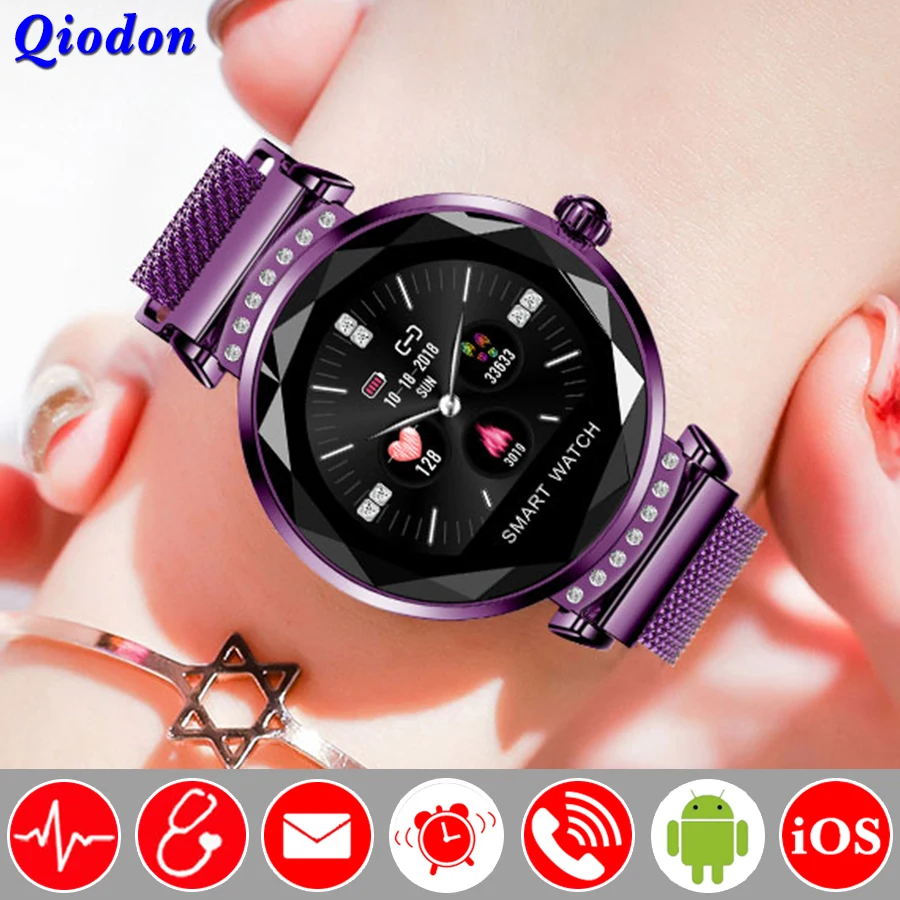 Waterproof Round Rhinestone Bluetooth Smart Bracelet Band Wristband Heart Rate Blood Pressure Monitor Fitness | Электроника