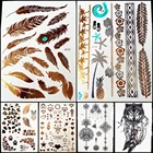 Татуаж, золотистые, серебристые, блестящие металлические тату-наклейки для вечевечерние, боди-арта