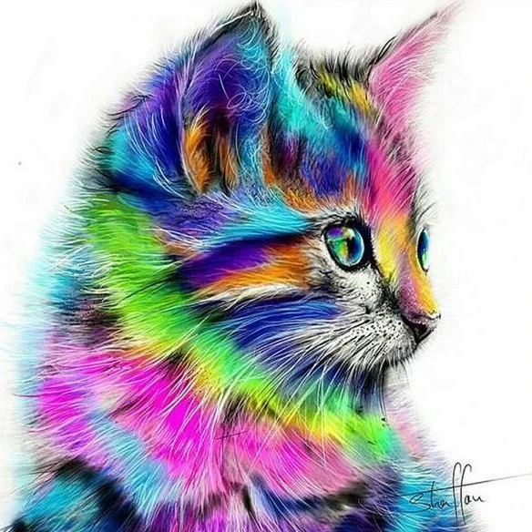 Cat 20x20 Алмазная живопись ZOOYA, животный пейзаж, мультфильм, алмазная вышивка, распродажа, полный набор икон, животные, квадратная дрель, для дома, BJ1958 - Цвет: Cat 20x20
