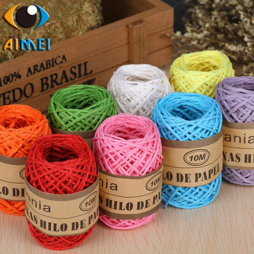Цветной бумажный канат Raffia ручной работы DIY Детский сад ткачество цветы веревки для выпечки упаковочные материалы ручная вязальная Веревка 10 метров