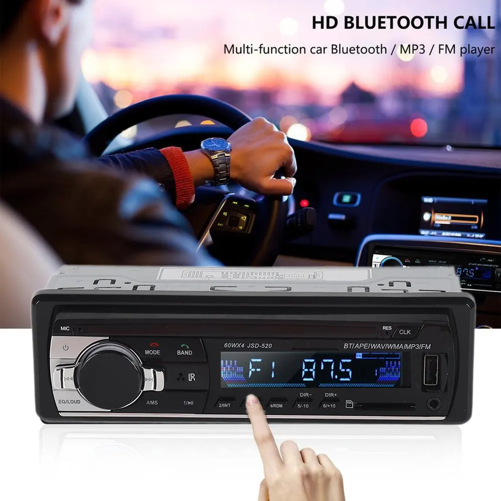 Универсальный 1 DIN Автомобильный mp3 плеер FM радио аудио стерео в тире Aux вход Bluetooth приемник USB/TF порт с пультом дистанционного управления