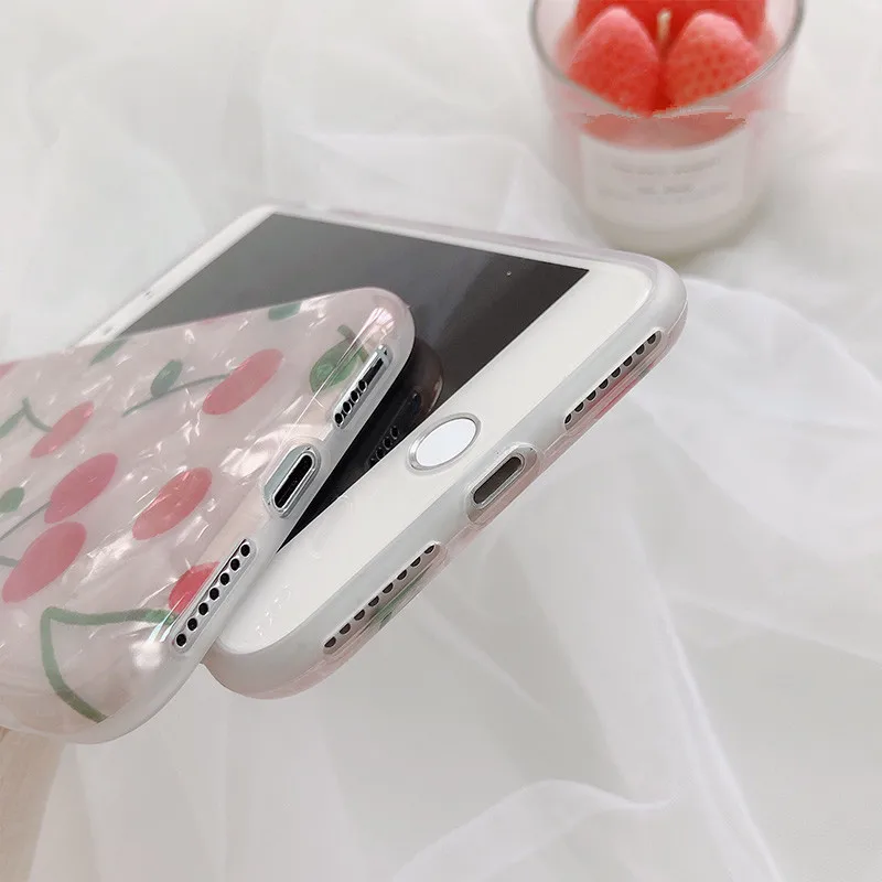 Kawaii японский чехол для телефона с фруктовыми вишнями iPhone 7 Puls 6 6S 8 X XS XR Xsmax чехлы