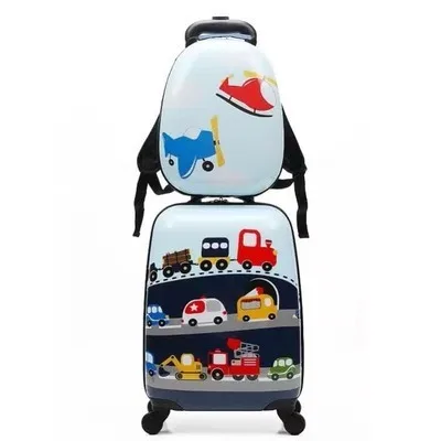 STYLE D a set 18 дюймов рюкзак мультфильм милые животные Дети abs сумки на колёсиках набор Спиннер детские чемоданы тележка дорожная сумка студента - Цвет: STYLE D a set