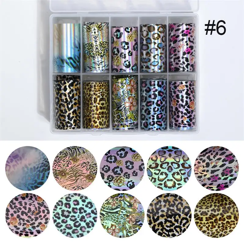 pattern-06 10 рулонов/набор Фольга для ногтей голографическая Лазерная Смешанная 250 типов металлический матовый узор дизайн переводная наклейка наклейки украшения ногтей - Цвет: pattern-06