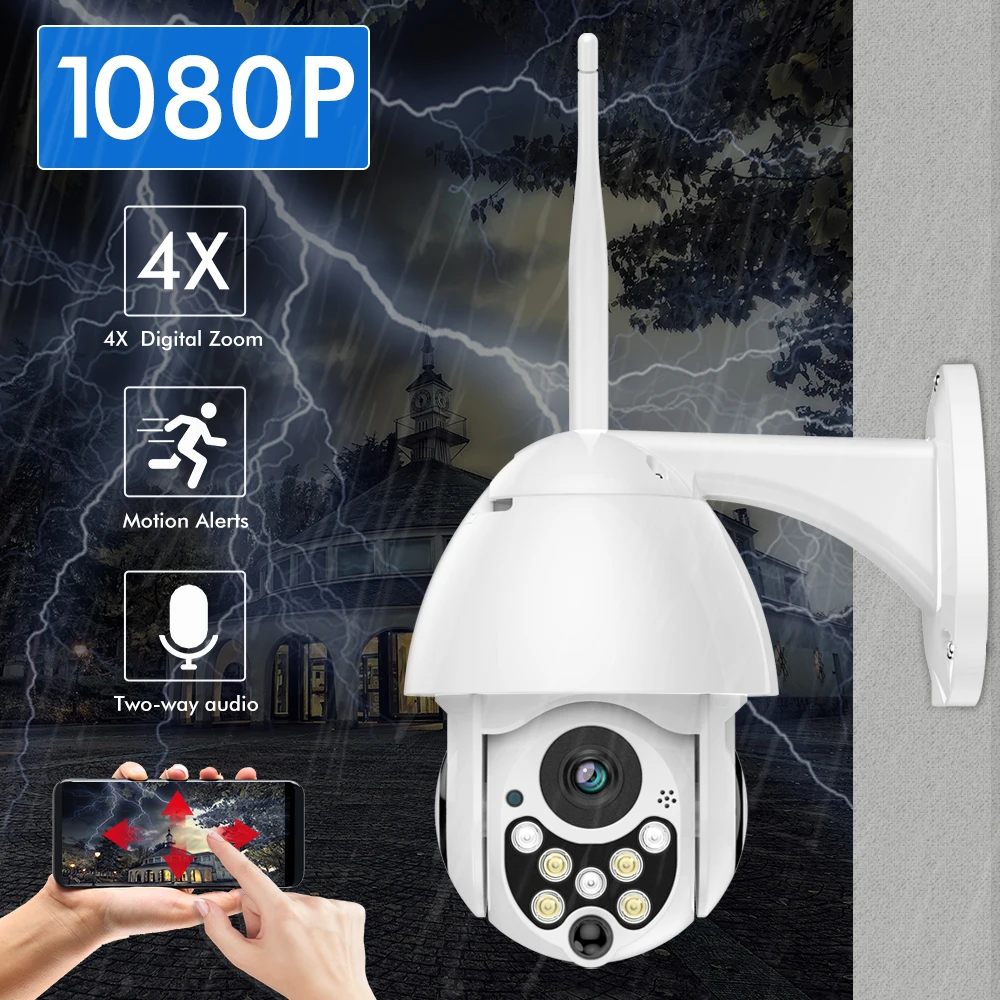 SDETER 1080P Беспроводная IP камера скоростная купольная PTZ WIFI наружная IP66