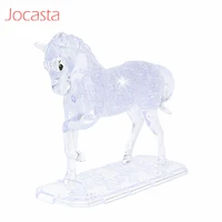 100pcs unicorn horse puzzle 3d crystal puzzle animal assembly model diy birthday gift toys for kids home decoration puzzle game