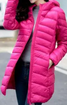 Длинный пуховик для женщин зимний хлопковое пальто ультра легкий стеганое с