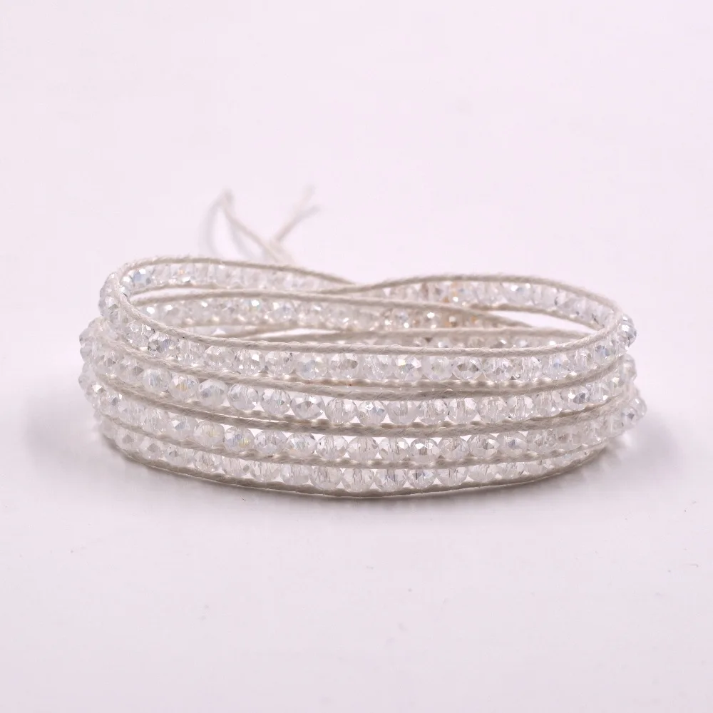 Новинка 2016 модный белый браслет ручной работы с 4 круглыми кристаллами браслеты