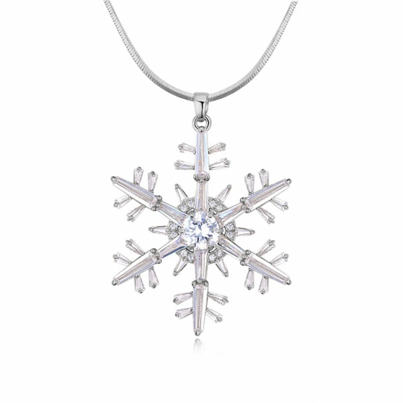 

Real Brand AAA Zirconia Micro Inlays Fashion Snow Flower Pendant Necklace And Sweater Chain for Women Valentine's Gift Th-123489