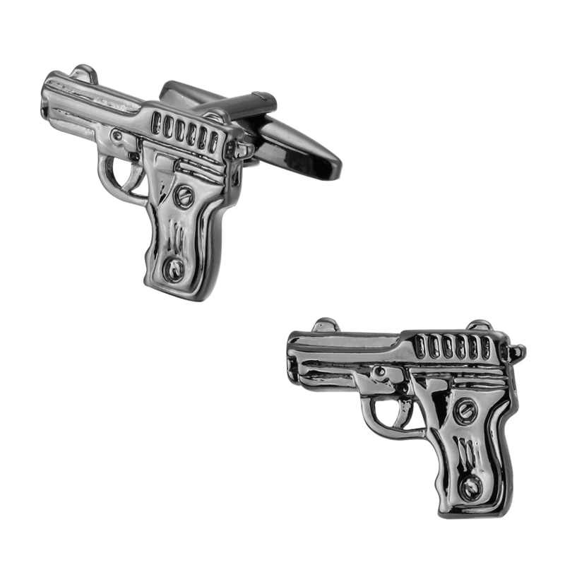 

Men's fashion jewelry of high quality copper material black pistol men French shirt cuff Cufflinks Cuff Links