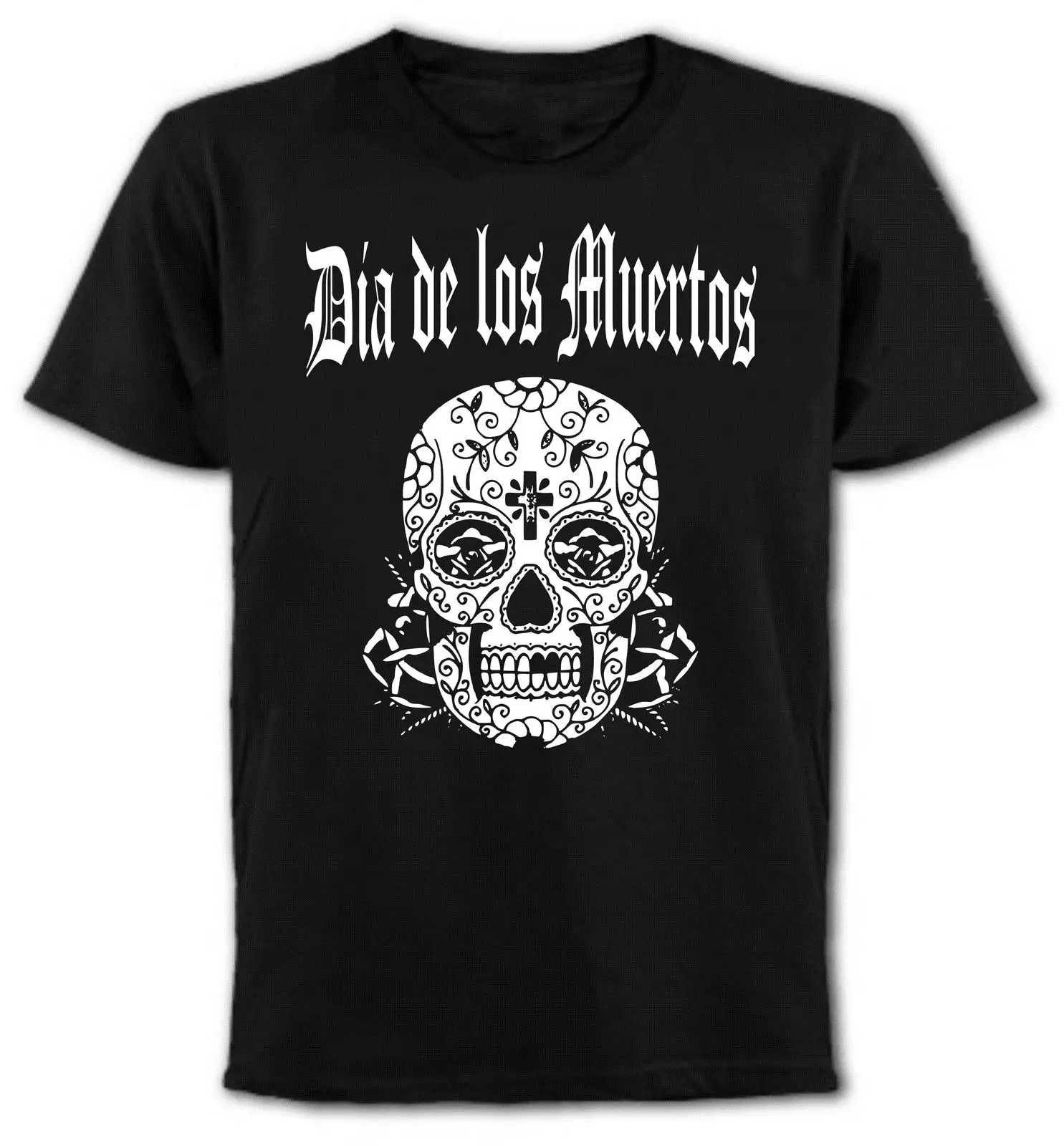 Dia De Los Muertos Mexicano Calavera Camiseta Gotico рокер панк эмо короткий рукав хлопковые футболки