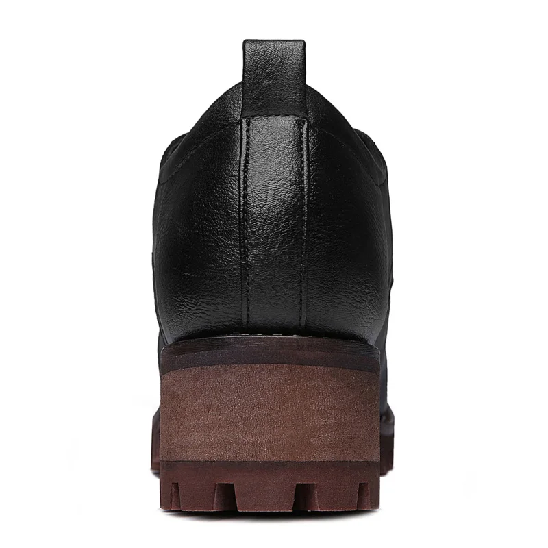 Women's Spring 2017 Vintage Waxed Upper Platform Mid Heels Height Increase Office Work Travel Lady Bootie Ankle Boots Shoes | Обувь