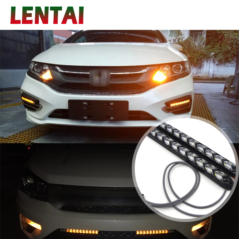 LENTAI 1 набор Автомобильный светодиодный DRL Противотуманные светильник