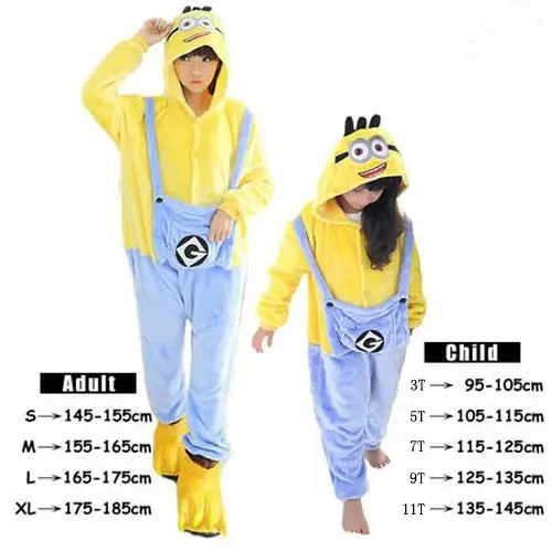 Оранжевый Кигуруми для взрослых Миньоны Onesie пижамы унисекс Фланелевая Пижама Косплей Костюм Рождественская одежда для сна Толстовка - Цвет: Оранжевый
