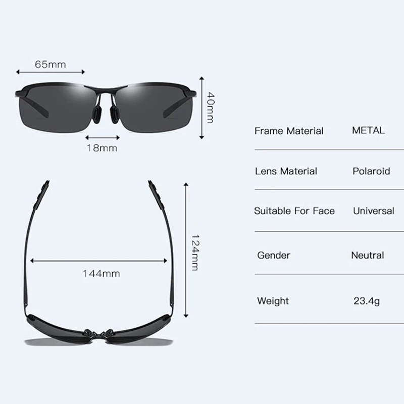 

Classic Rectangle Wrap Polarized Sunglasses for Man Brand Designer Fashion Driving Rimless Male Sun Glasses Men Alloy Sunglass