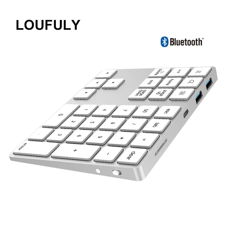 2 in 1 USB C 3.1 HUB Wireless Numeric Keypad Bluetooth 34 keys Numpad Type C Keypad Wireless For Android Phone For Apple Acount