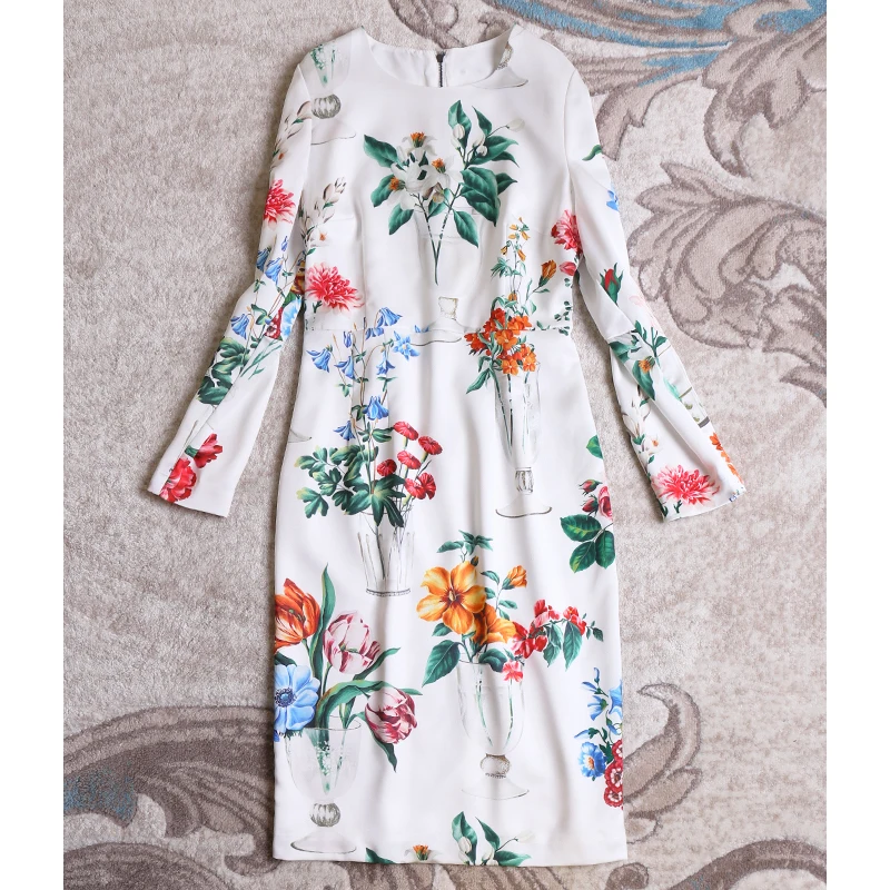 Осенние подиумные платья 2018 женские высококачественные элегантные с круглым