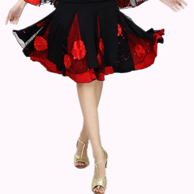 

Lady Square Dance Skirts Female Sequins Embroidery Dance Suit Female Latin Cha Cha Dance Skirt Dance Wear D-0048