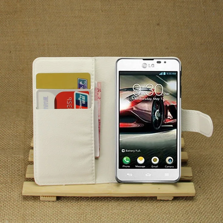 Чехол для LG Optimus F5 чехол-кошелек с отделением карт кожаный флип-кейс узором Личи