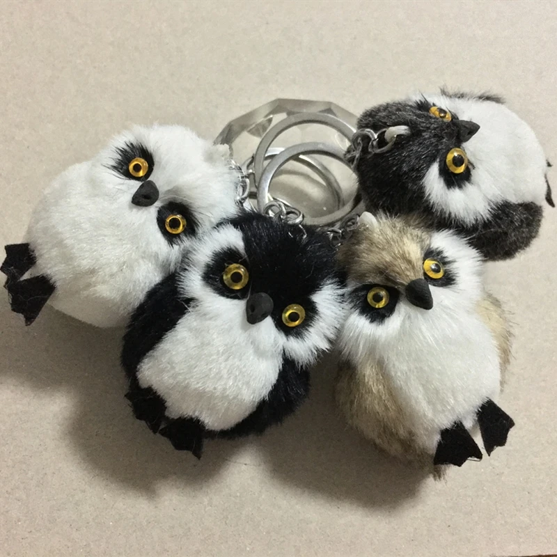 New Cute Girls Mini Plush Fur Owl Key Chain On Bag Female Fluffy Nighthawk Keychain For Woman Car Trinket Wedding Party Toy Gift