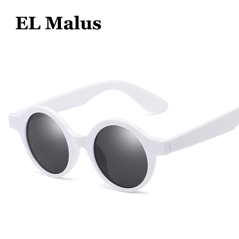 

[EL Malus]Retro Round Frame Sunglasses Mens Women Gray Lens Mirror Red White Shades Male Female Sun Glasses Oculos De Sol