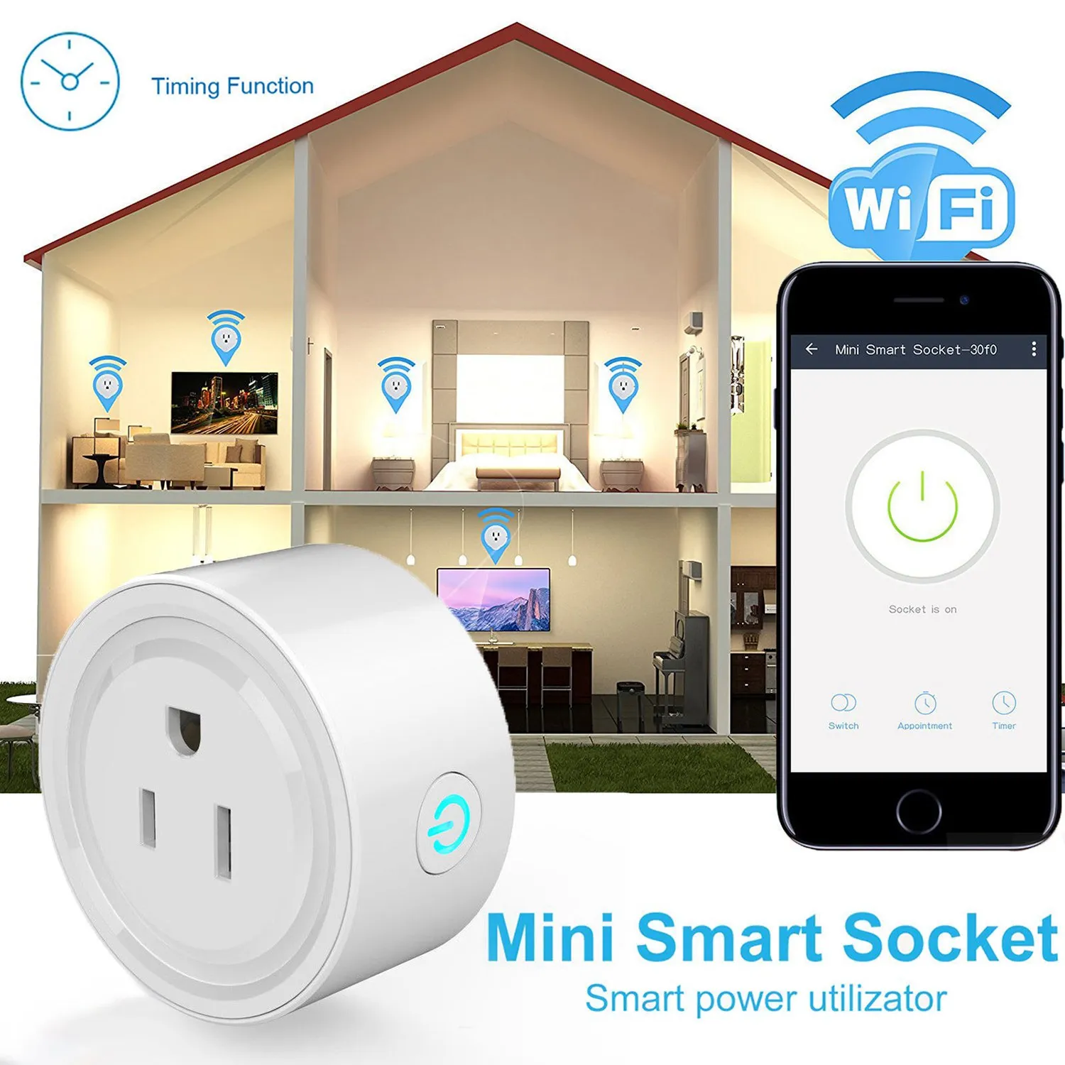 CUJMH Smart Socket Home Power Wifi Wireless Mini Switch Remote Control Timer Outlet US PLUG | Электроника
