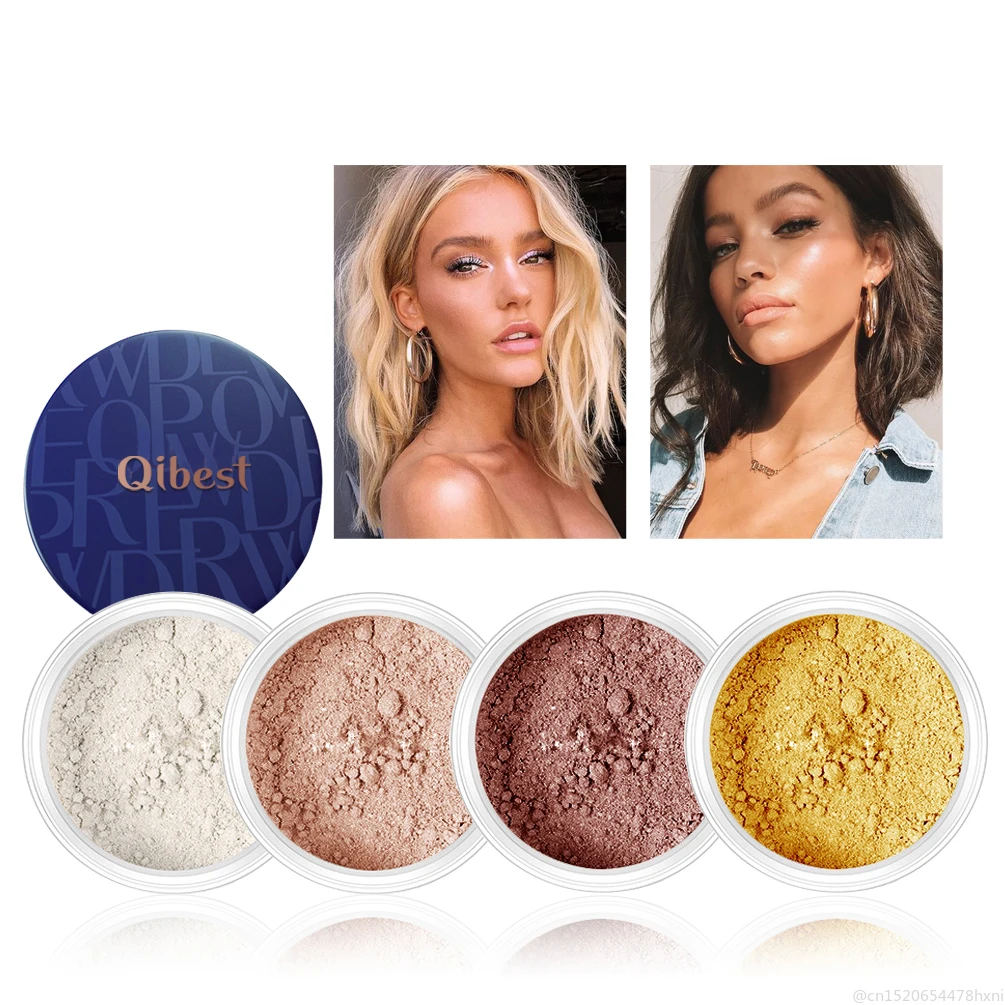QIBEST матовая рассыпчатая пудра 10 цветов контроль жирности отбеливание ярче