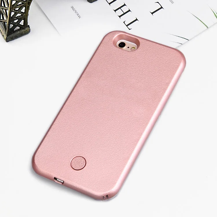 Rose Gold Светящийся светильник для селфи, чехол для телефона s для apple Iphone 7, 8, 6, 6s Plus, X, роскошный светящийся чехол для Iphone 5, 5S, 5c, se, coque capa - Цвет: Rose Gold
