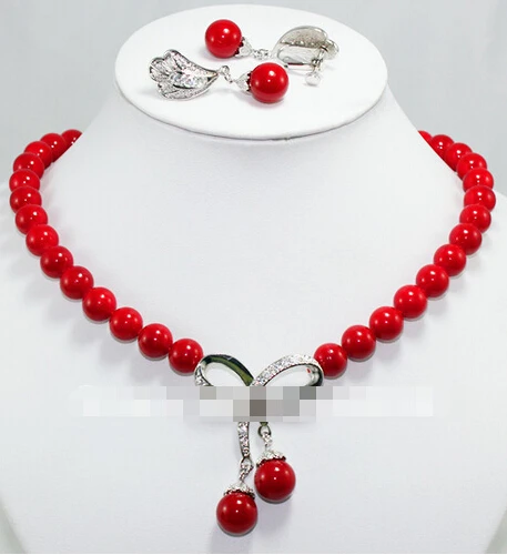 LL &ltЖенское ювелирное ожерелье с красными бусинами набор сережек | Украшения и