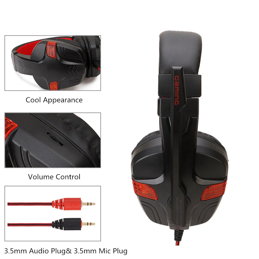 Plextone Новый Gaming Headset P90 Super Bass игры наушников светодиодный свет с микрофоном для