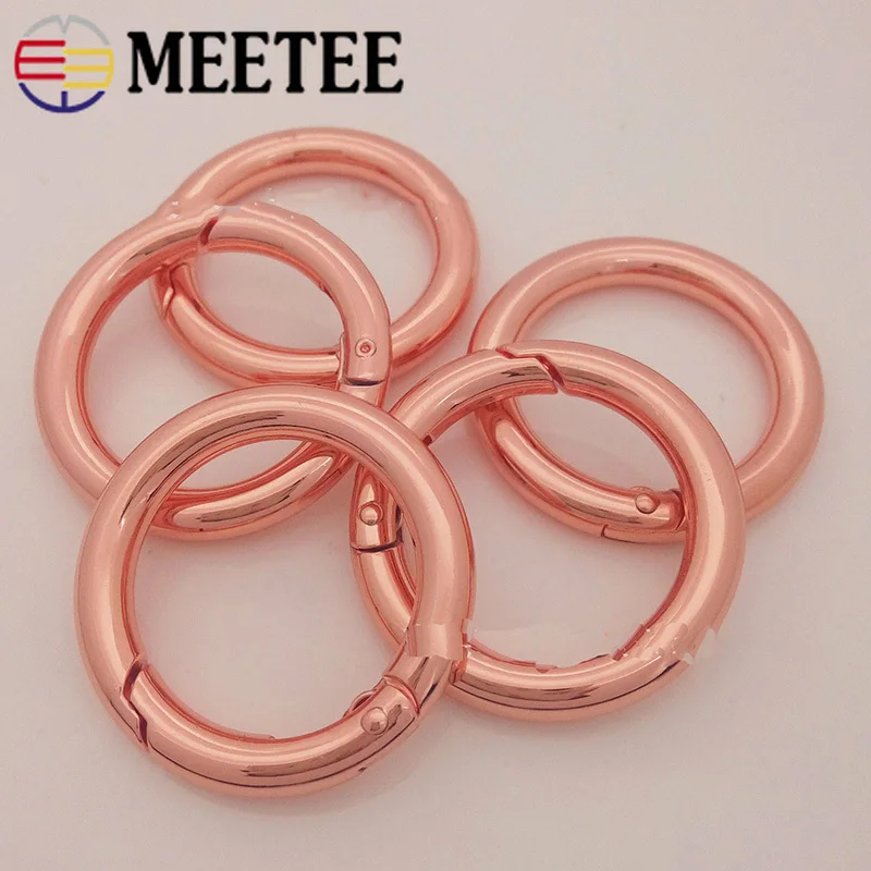 Meetee 20pcs 11-37mm Rose Gold Metal Spring Gate O Ring Buckles Openable Keyring Hook Craft DIY Bags Clip Trigger Accessories | Дом и сад