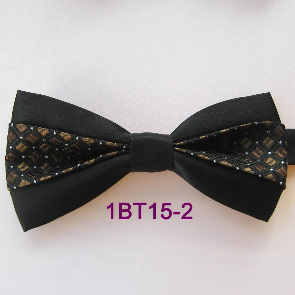 YIBEI Coachella Ties Brown Checked Bowtie Adults With Black Bottom Silver Small Dot Microfiber Woven Bow Tie Unisex Butterfly | Аксессуары